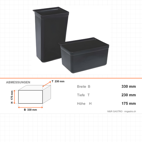 Besteckbehälter Kunststoff, tragbar, 330×230×175 mm – Abmessungen