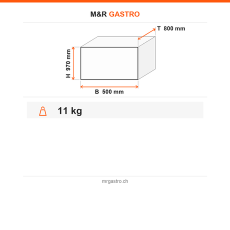 Servierwagen Kunststoff, 3 Etagen, 500×800×970 mm, mit Rollen – Technische Daten
