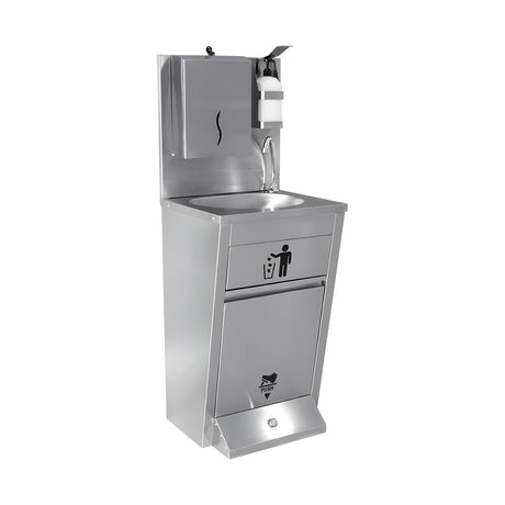 Handwaschbecken, Fußbedienung, Edelstahl, 500×450×850 mm – Produktbild