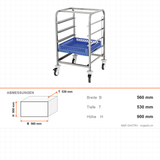 Transportwagen für Körbe, mit Schienen, 5 Körbe, 560×530×900 mm – Abmessungen