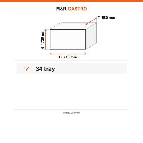 GN-Wagen, High Twin, für 34x GN 1/1, 34 Ebenen, 740×560×1720 mm – Technische Daten