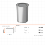 Tabletthalter neutral für 18/26 Teller, 380×380×750 mm – Abmessungen