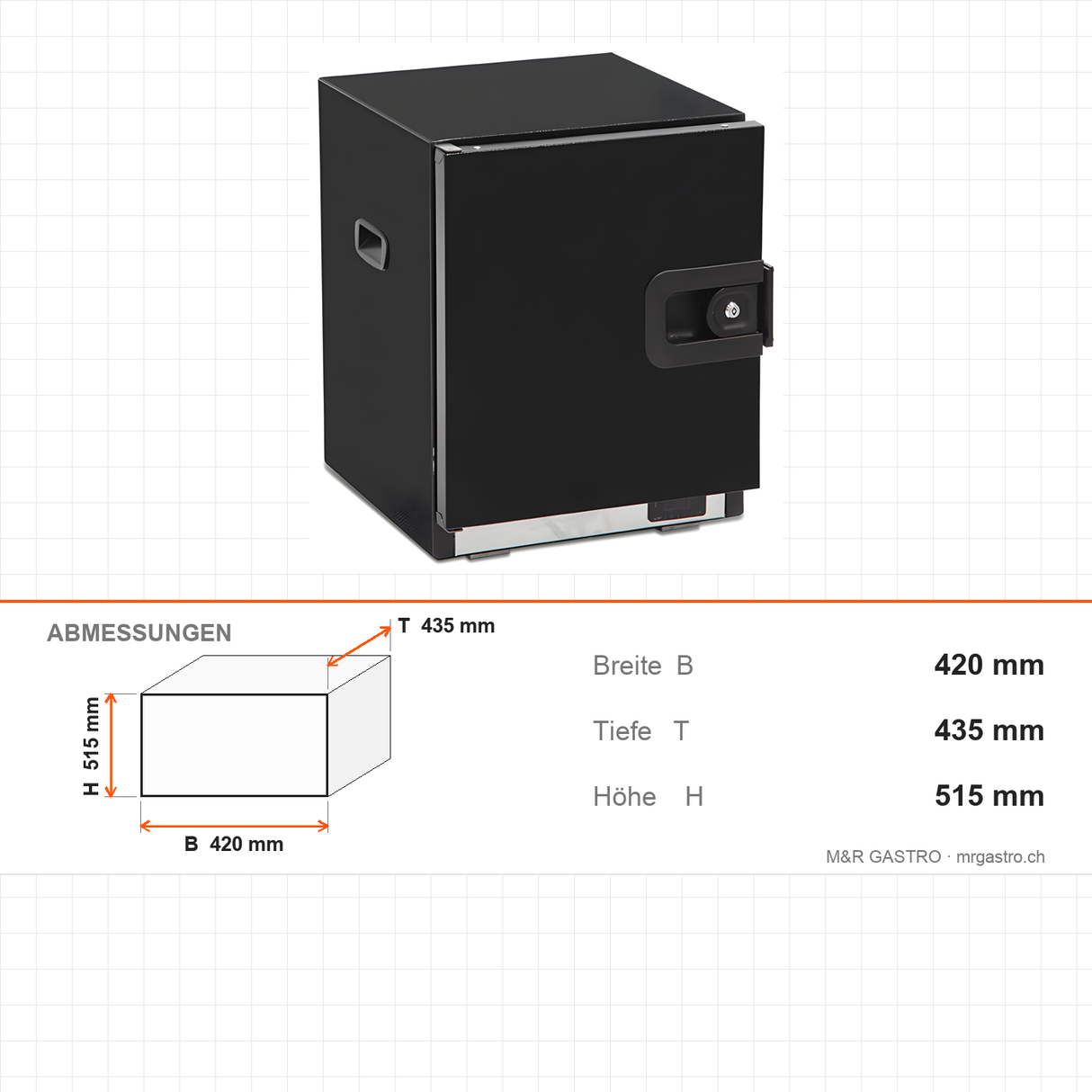 Thermobox für Room Service, isolierte Warmhaltebox, tragbar, 420×435×515 mm, für warmen Transport – Abmessungen