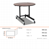 Room-Service-Wagen klappbar, 0,64 m³ Volumen, 930×910×750 mm, mit Rollen – Abmessungen
