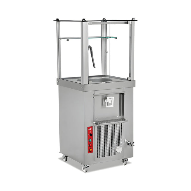 Ayranbereiter, 40 L, Edelstahl, schaumig oder schaumlos, Innenbeleuchtung, Ablassventil, 200 W, 660×600×1528 mm – Produktbild