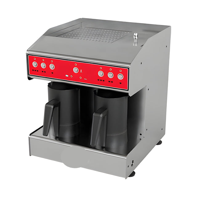 Türkische Kaffeemaschine, 2 Kannen, beheiztes 4-L-Tanksystem, Anti-Überlaufsensor, Trockengehschutz, 1,3 kW, 340×365×405 mm – Produktbild