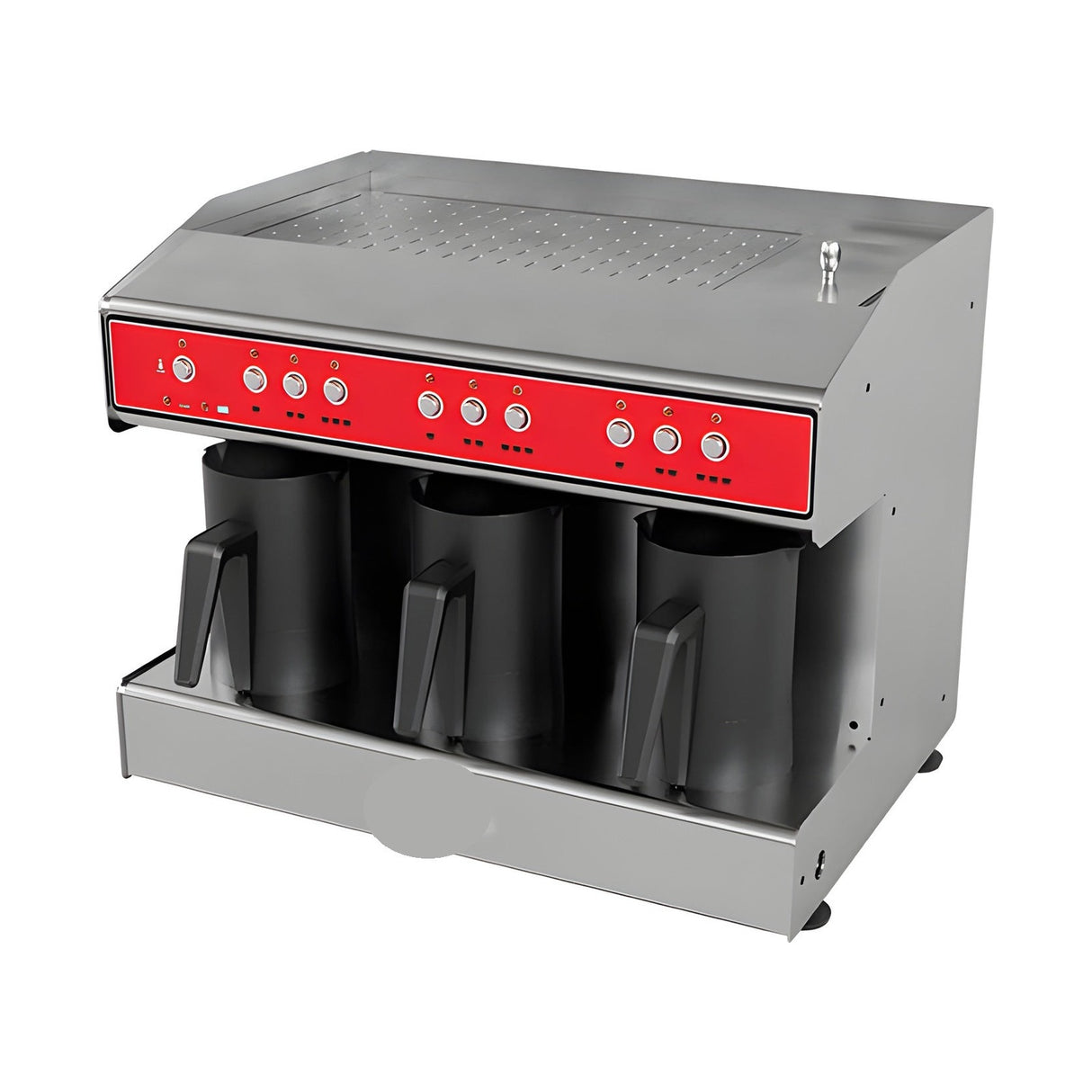 Türkische Kaffeemaschine, 3 Kannen, beheiztes 4-L-Tanksystem, Anti-Überlaufsensor, Trockengehschutz, 1,8 kW, 500×365×405 mm – Produktbild