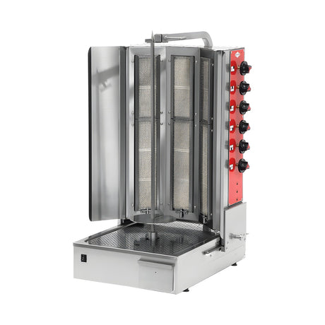 Gas-Dönergrill, Motor unten, 6 Brenner, 19,5 kW, 570×723×1029 mm – Produktbild