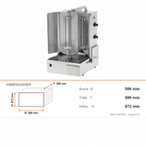Elektro-Dönergrill, Motor unten, 2 Heizstufen, 3 kW, 506×599×872 mm – Abmessungen