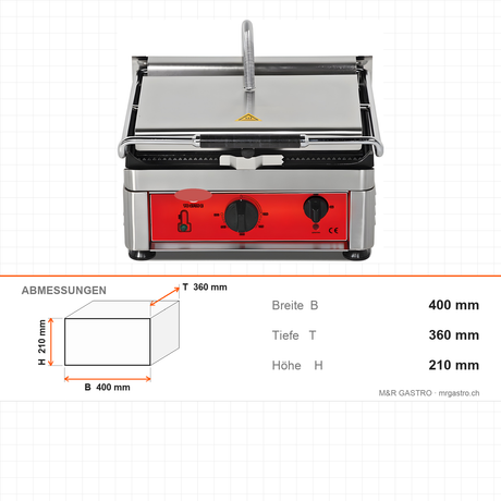 Toaster, 1,75 kW, mit Grillfunktion, Edelstahl, 400×360×210 mm – Abmessungen