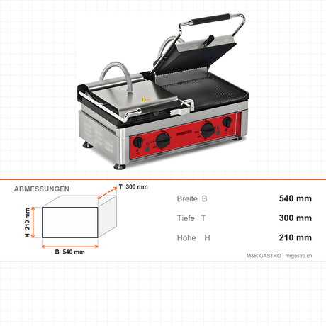 Toaster, doppelt, 2,95 kW, mit Grillfunktion, Edelstahl, 540×300×210 mm – Abmessungen