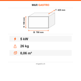 Elektro Grillplatte, glatt und geriffelt, 5 kW, Edelstahl, Thermostat 50–300 °C, Ölauffangbehälter, Tischgerät, 790×425×190 mm – Technische Daten