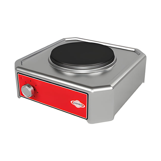 Elektroherd mit Kochplatten, 1 Kochplatte Ø 225 mm, 2 kW, 6-Stufen-Schalter, 400×425×140 mm, Edelstahl – Produktbild