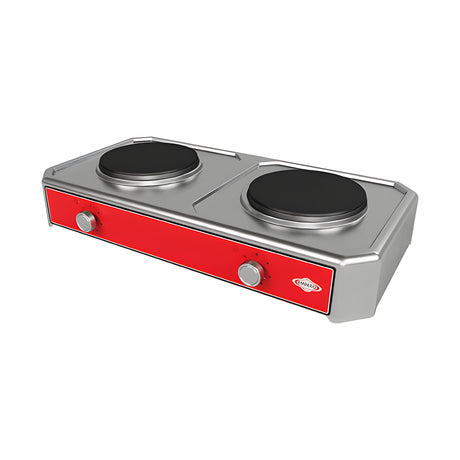 Elektroherd mit Kochplatten, 2 Kochplatten Ø 225 mm, 4 kW, 6-Stufen-Schalter, 790×425×140 mm, Edelstahl – Produktbild