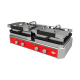 Kontaktgrill Toaster, Doppelgerät, Gusseisenplatte, 5 kW, Edelstahl, Thermostat 50–300 °C, abnehmbares Krümelfach, Tischgerät, 790×440×260 mm – Produktbild
