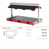 Warmhaltevitrine, 1,9 kW, 3x GN 1/1, 1040 mm, Digitalsteuerung, Niessschutz – Abmessungen