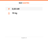 Casserole- und Pizzawärmer, 0,65 kW, Digitalsteuerung, Ø 400 mm – Technische Daten