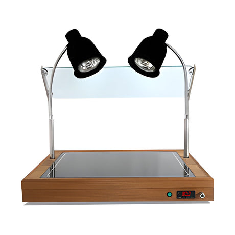 Warmhaltevitrine, 1,8 kW, 3x GN 1/1, 1115 mm, Holzgehäuse, Digitalsteuerung, Niessschutz – Produktbild