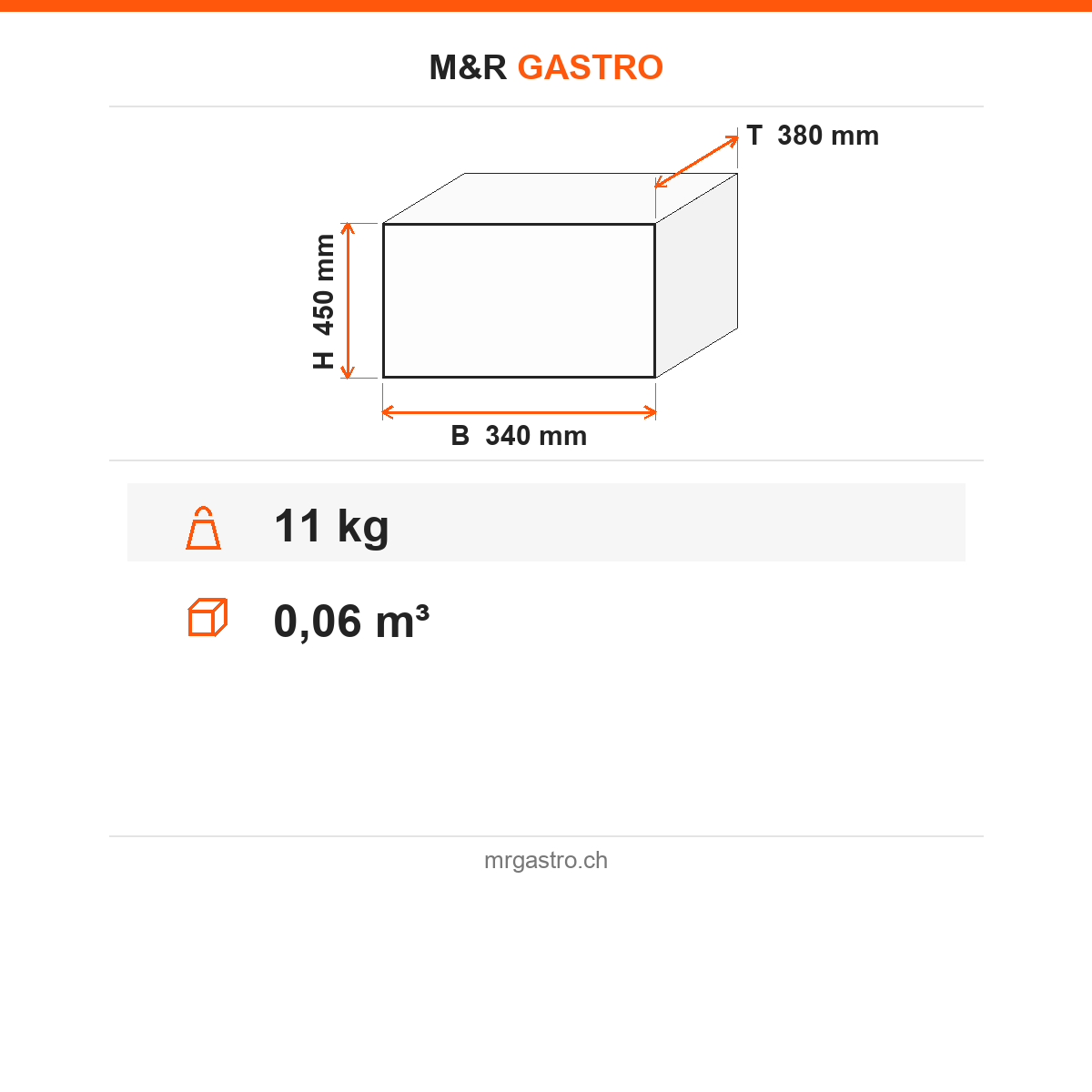 Wärmeschublade, 4 Schubladen, beheizt, kompakt, 340×380×450 mm – Technische Daten