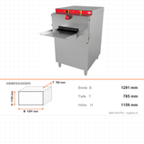 Tablettwaschmaschine, 360 Tabletts/Stunde, integrierte Wasserheizung, Edelstahl, 1291×785×1159 mm – Abmessungen