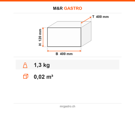 Glaskorb für Spülmaschinen, 400×400×120 mm, 1,3 kg – Technische Daten
