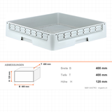 Glaskorb für Spülmaschinen, 400×400×120 mm, 1,3 kg – Abmessungen