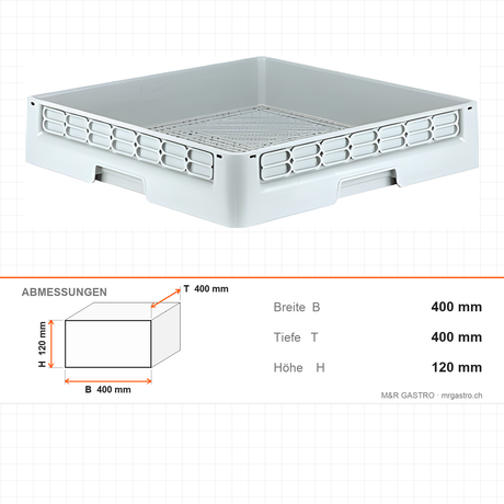 Glaskorb für Spülmaschinen, 400×400×120 mm, 1,3 kg – Abmessungen