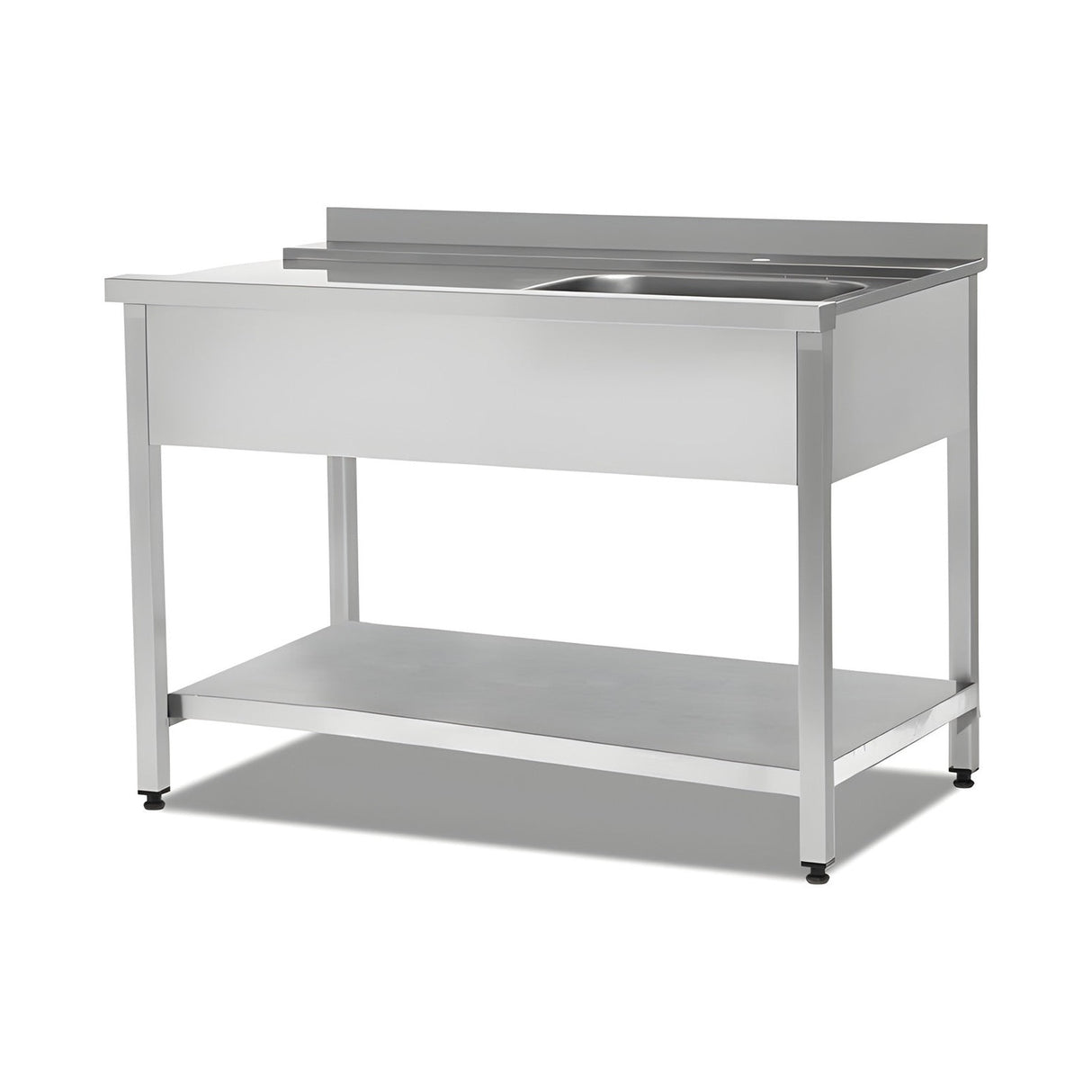 Spülmaschinentisch Einlaufseite, 1 Becken links, 600×750×890 mm, mit Unterschrank – Produktbild