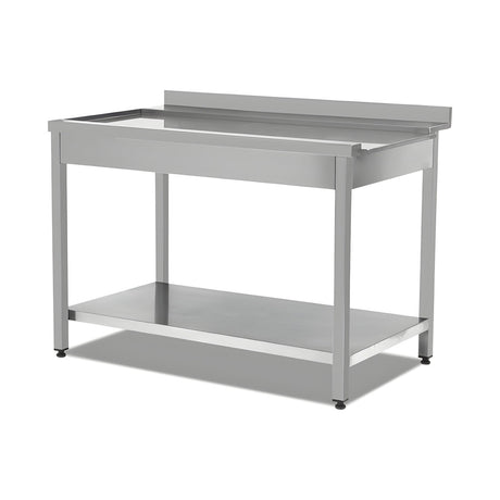 Spülmaschinentisch Auslaufseite, ohne Becken, 600×750×890 mm, mit Grundboden – Produktbild