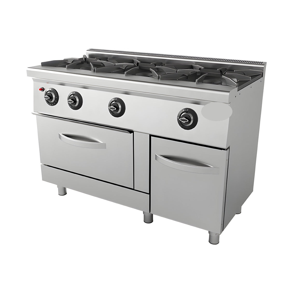Gasherd 3-flammig mit Backofen, 36,5 kW, 2x GN 2/1, 1200×635×850 mm, Edelstahl, Snack-Line – Produktbild