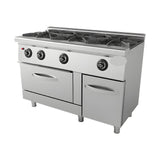 Gasherd 3-flammig mit Backofen, 36,5 kW, 2x GN 2/1, 1200×635×850 mm, Edelstahl, Snack-Line – Produktbild