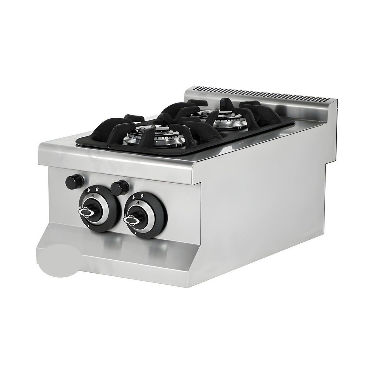 Gasherd 2 Brenner, 7,1 kW, Doppelringbrenner, Piezozündung, 400×635×285 mm, Edelstahl, Snack-Line – Produktbild