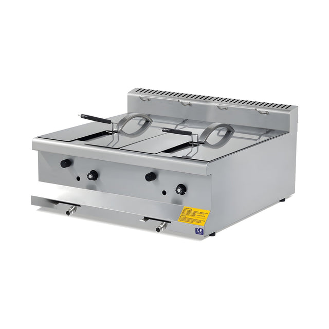 Gasfritteuse, 2x 10 Liter, 8,62 kW, 600×635×285 mm, Edelstahl, Snack-Line – Produktbild