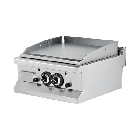 Gas-Grillplatte gerillt, 13 kW, 2 Heizzonen, 600×635×285 mm, Edelstahl, Snack-Line – Produktbild