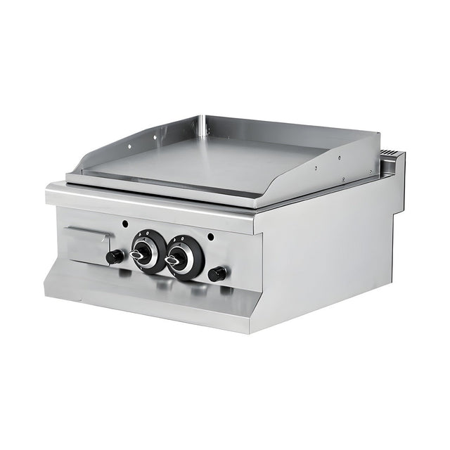 Gas-Grillplatte glatt/gerillt, 13 kW, 2 Heizzonen, 600×635×285 mm, Edelstahl, Snack-Line – Produktbild