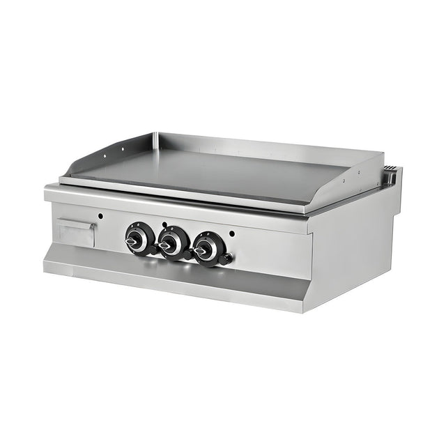 Gas-Grillplatte gerillt, verchromt, 19,5 kW, 2 Heizzonen, 900×635×285 mm, Edelstahl, Snack-Line – Produktbild