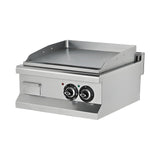 Elektro-Grillplatte glatt, 7,2 kW, 2 Heizzonen, 600×635×285 mm, Edelstahl, Snack-Line – Produktbild