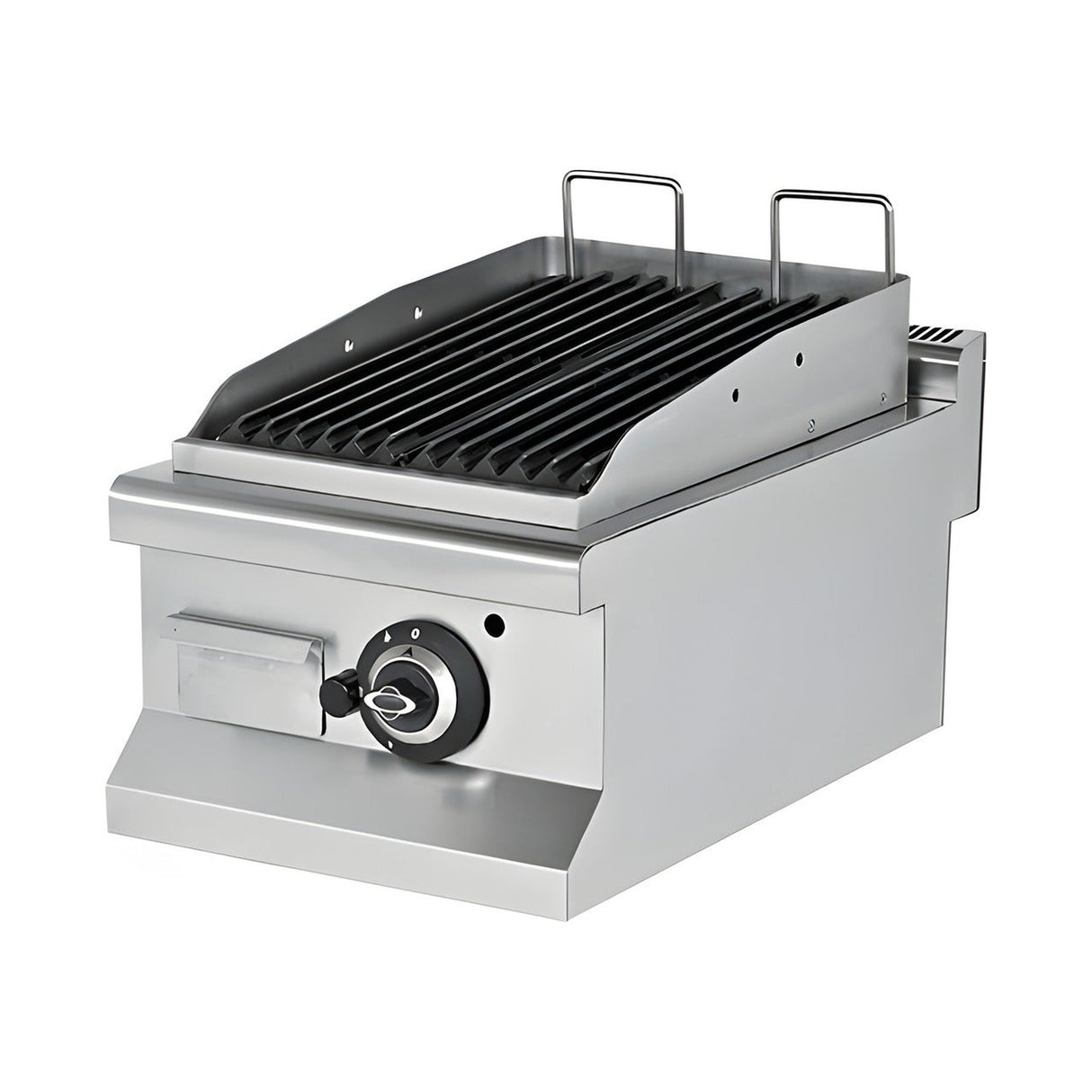 Gas-Lavasteingrill, 6,46 kW, 2 Heizzonen, 400×635×285 mm, Edelstahl, Snack-Line – Produktbild