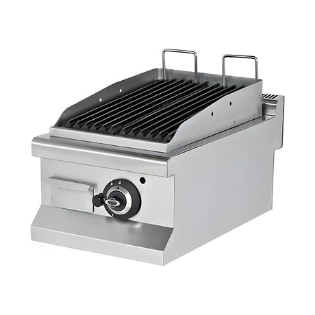 Gas-Lavasteingrill, 6,46 kW, 2 Heizzonen, 400×635×285 mm, Edelstahl, Snack-Line – Produktbild
