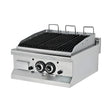 Gas-Lavasteingrill, 12,9 kW, 2 Heizzonen, 600×635×285 mm, Edelstahl, Snack-Line – Produktbild