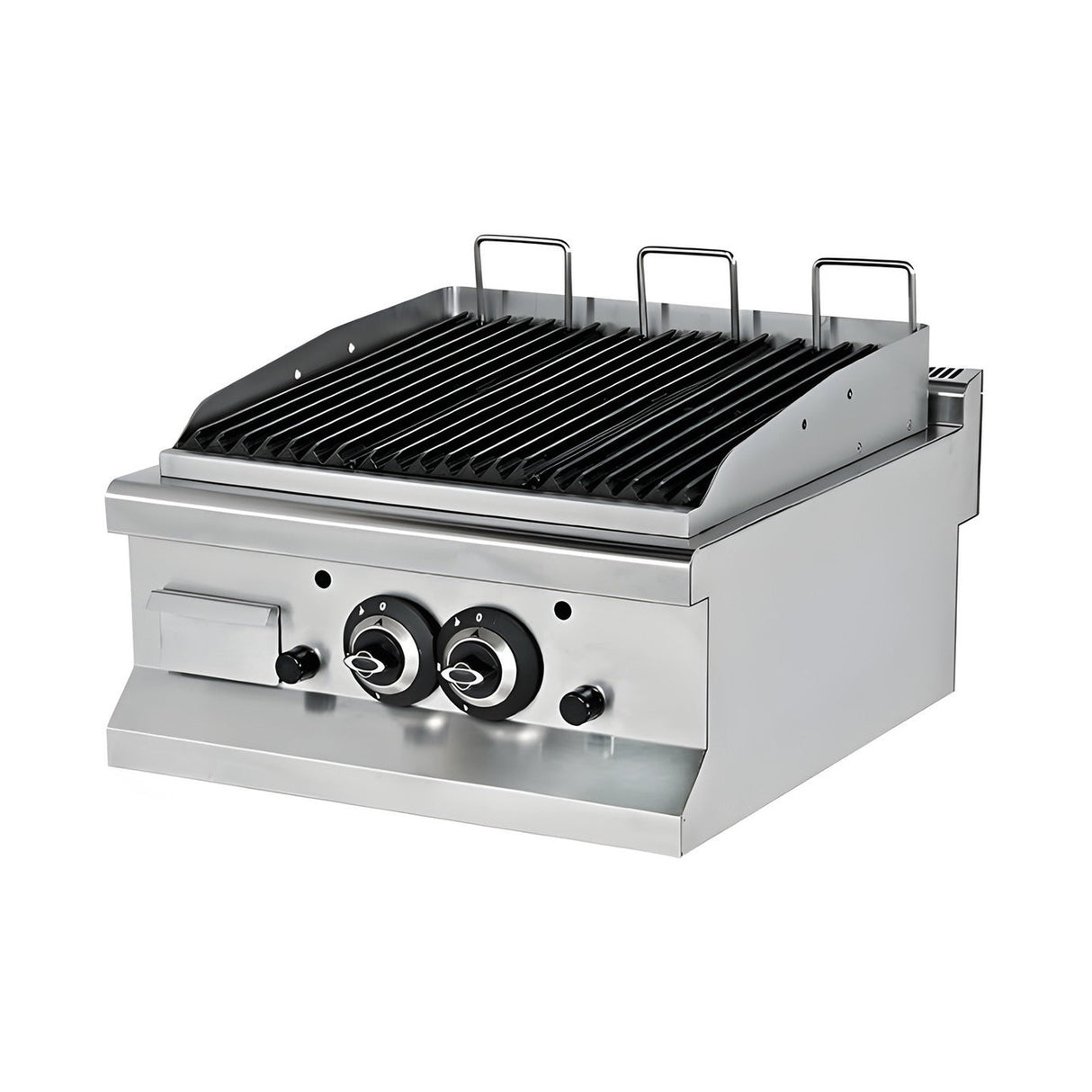 Gas-Lavasteingrill, 12,9 kW, 2 Heizzonen, 600×635×285 mm, Edelstahl, Snack-Line – Produktbild