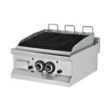 Gas-Lavasteingrill, 12,9 kW, 2 Heizzonen, 600×635×285 mm, Edelstahl, Snack-Line – Produktbild