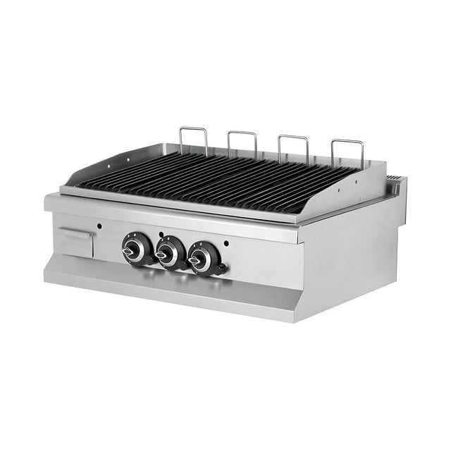 Gas-Lavasteingrill, 19,38 kW, 2 Heizzonen, 900×635×285 mm, Edelstahl, Snack-Line – Produktbild