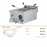 Elektro-Nudelkocher, 10 Liter, 4,5 kW, 400V, 400×635×285 mm, Edelstahl, Snack-Line – Abmessungen