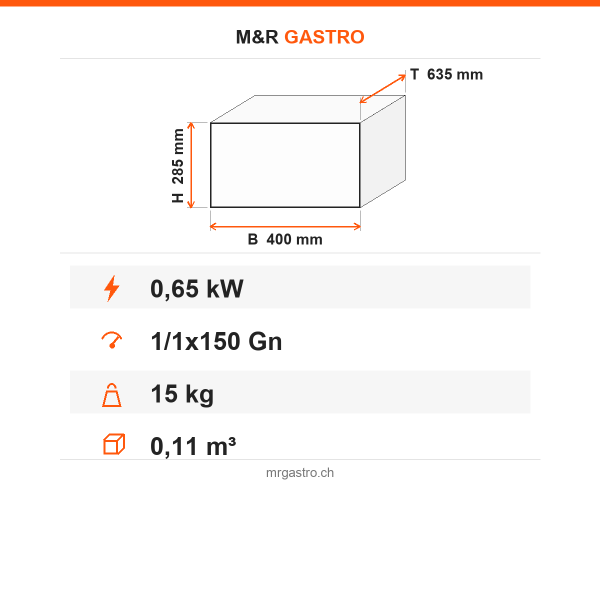 Pommes-Warmhaltegerät, 0,65 kW, 230V, Infrarot-Keramikheizung, 400×635×285 mm, Edelstahl, Snack-Line – Technische Daten