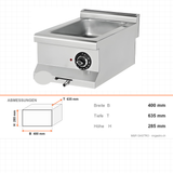 Elektro-Bain-Marie, 1,5 kW, 230V, 400×635×285 mm, Edelstahl, Snack-Line – Abmessungen