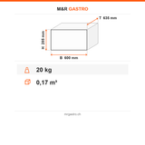 Arbeitsplatte, 1/1 Modul, 600×635×285 mm, Edelstahl, Snack-Line – Technische Daten
