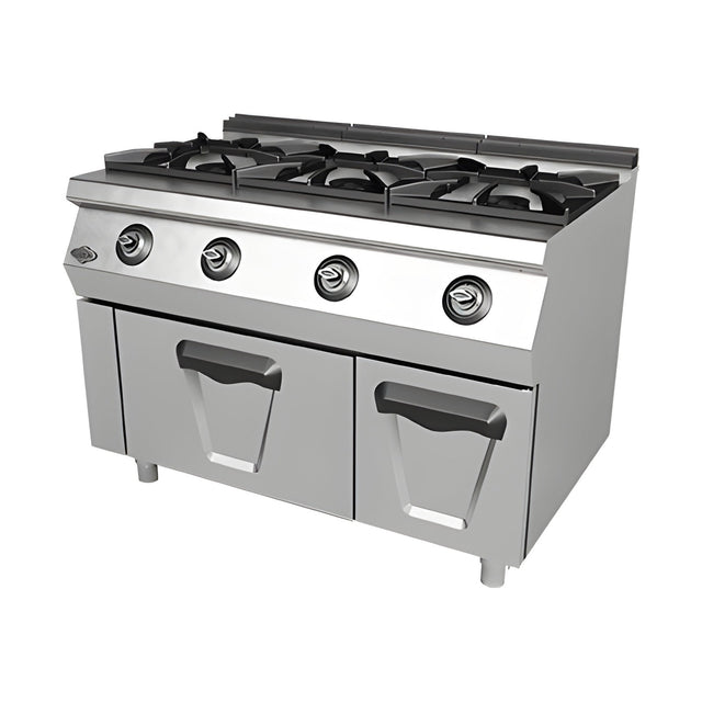 Gasherd 3 Brenner mit Gasbackofen, 36,5 kW, 2x GN 2/1, 1200×730×850 mm, Serie 700 – Produktbild