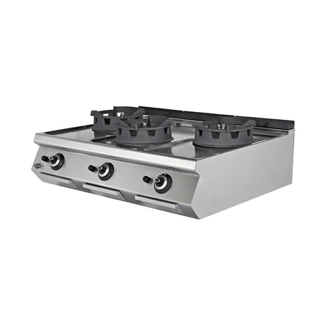 Gas-Wok 3 Brenner, 54 kW, Piezozündung, 1200×730×300 mm, Serie 700 – Produktbild