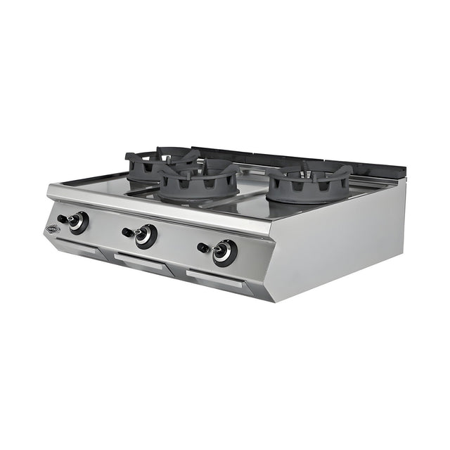 Gas-Wok 3 Brenner, 54 kW, Piezozündung, 1200×730×300 mm, Serie 700 – Produktbild